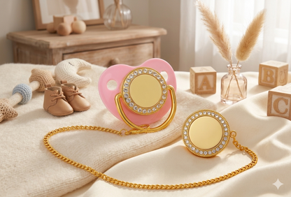 Tétine de Luxe Personnalisée avec Attache Assortie – Un Bijou pour votre Bébé